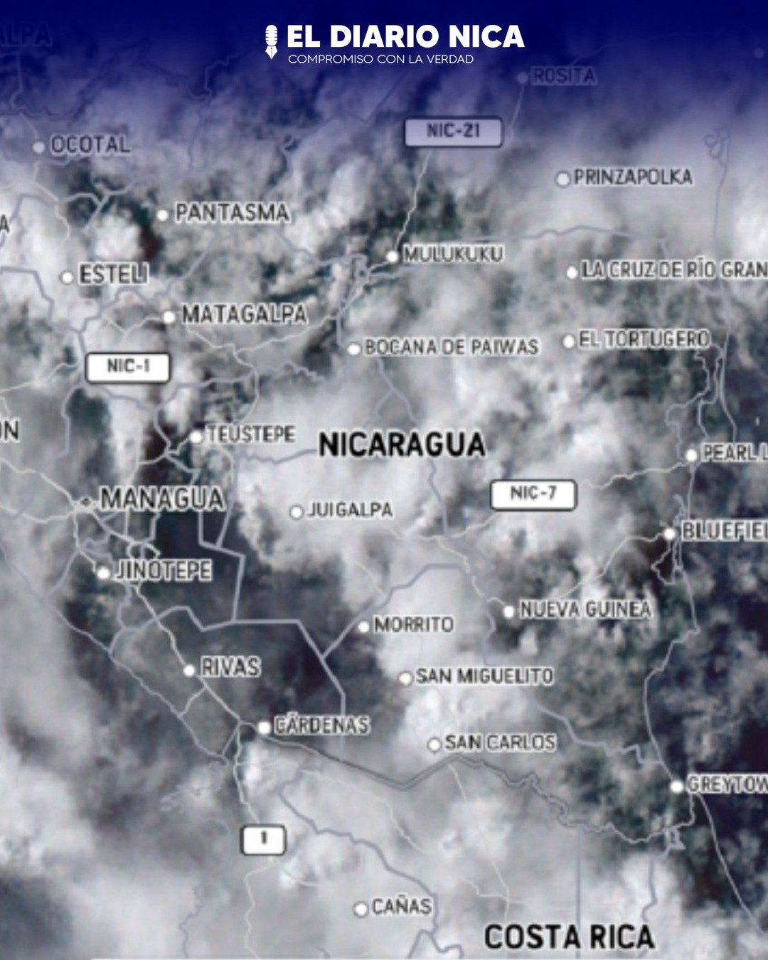 Octava onda tropical ingresa a Nicaragua