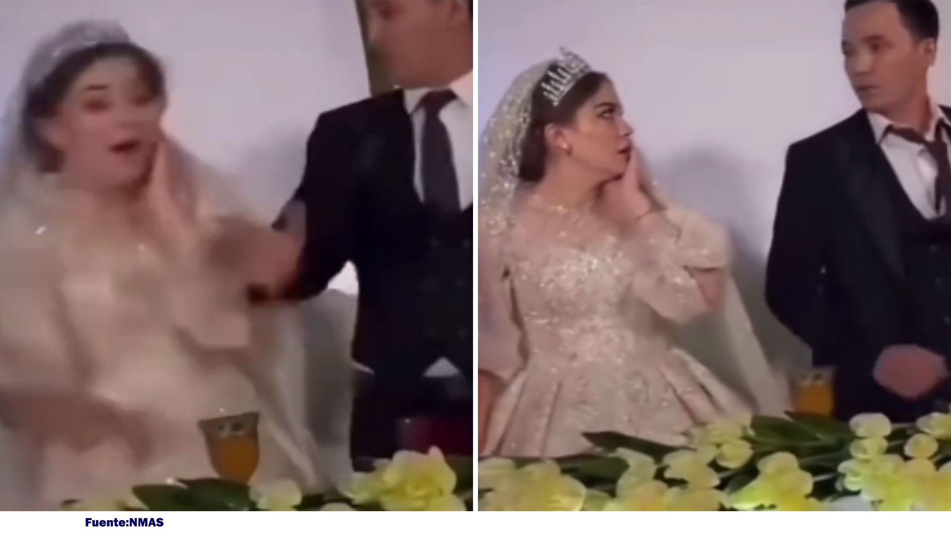 Novia es golpeada en plena boda