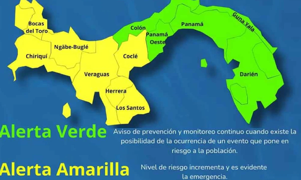 Emiten alerta amarilla en seis provincias de Panamá