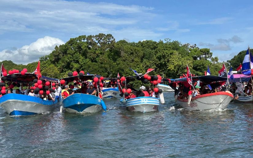 Militancia sandinista celebra el 46/19 con Caravana Acuática